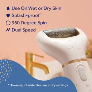 image of use on wet or dry skin sladh proof 360 degree spin dual speed