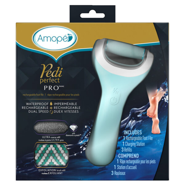Amope® Pedi Perfect Pro™ Râpe étanche rechargeable pour les pieds